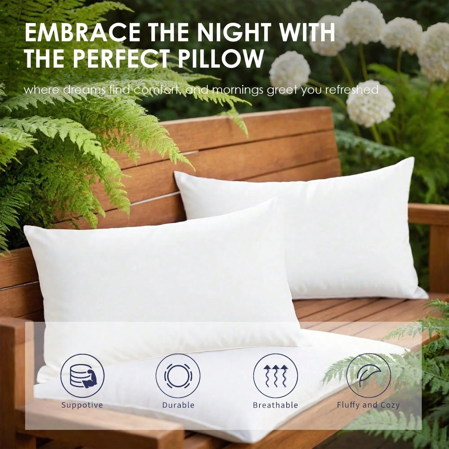 YUNDO Label White Pillow Core, Sofa Cushion, Bed Cushion, Patio Cushion, 18*18 Inches, High Filling Capacity, Machine Washable, Dryable, Reusable, Ultra-Fine Fabric, Brushed Fabric, Soft And Clean, E