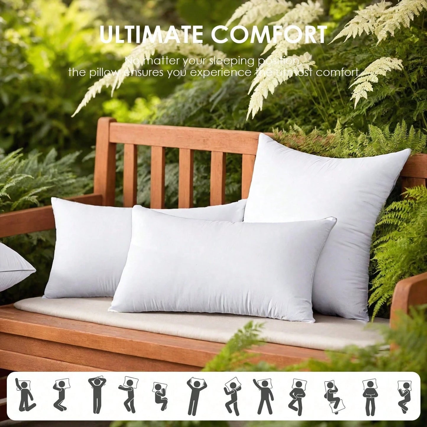 YUNDO Label White Pillow Core, Sofa Cushion, Bed Cushion, Patio Cushion, 18*18 Inches, High Filling Capacity, Machine Washable, Dryable, Reusable, Ultra-Fine Fabric, Brushed Fabric, Soft And Clean, E