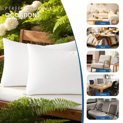 YUNDO Label White Pillow Core, Sofa Cushion, Bed Cushion, Patio Cushion, 18*18 Inches, High Filling Capacity, Machine Washable, Dryable, Reusable, Ultra-Fine Fabric, Brushed Fabric, Soft And Clean, E