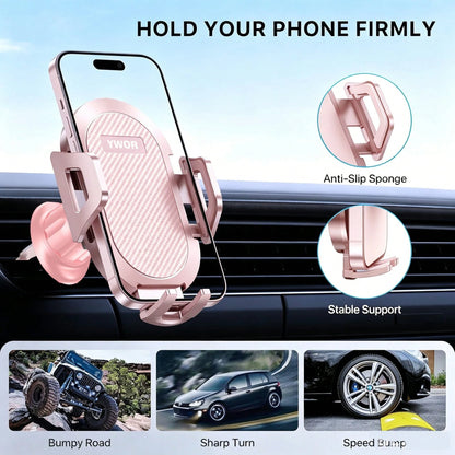 YWOR Pink Car Phone Holder, Air Vent Mount Phone Holder, 360° Rotation Horizontal/Vertical Switchable Navigation, Suitable For 4.7-7 Inch Phone Devices, Compatible With Trucks, Cars, Pickups, Etc., Pe