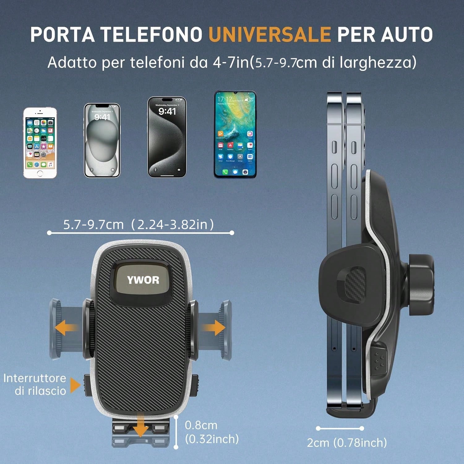 YWOR Pink Car Phone Holder, Universal Phone Clip, Suitable For Car Dashboard, Windshield And Window, Compatible With Thick Case Smartphones, Christmas Gift