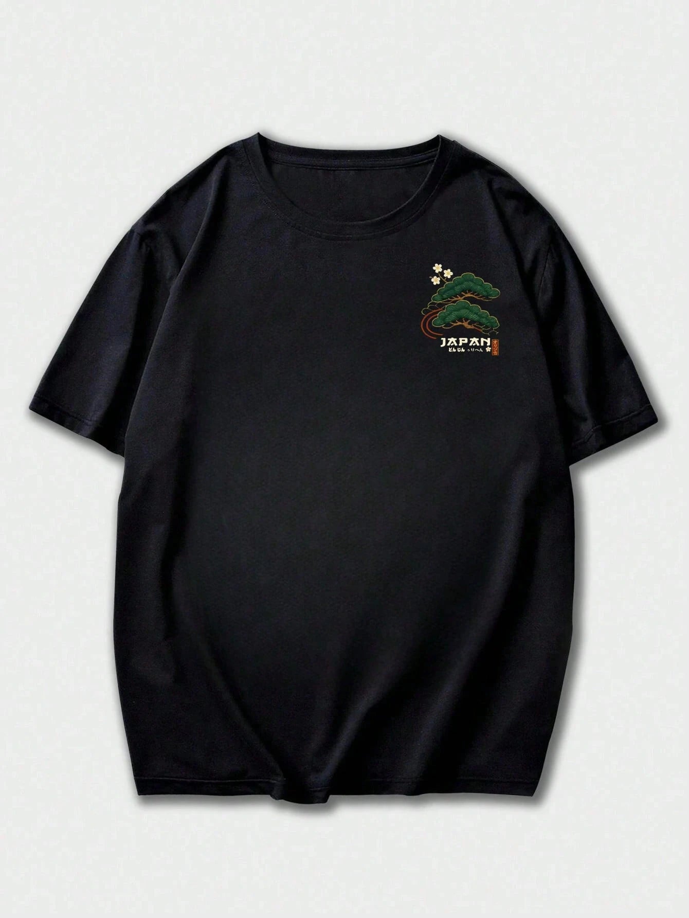 Zrgoth Men's Casual Versatile Minimalist Japanese Crane Print Short Sleeve T-Shirt